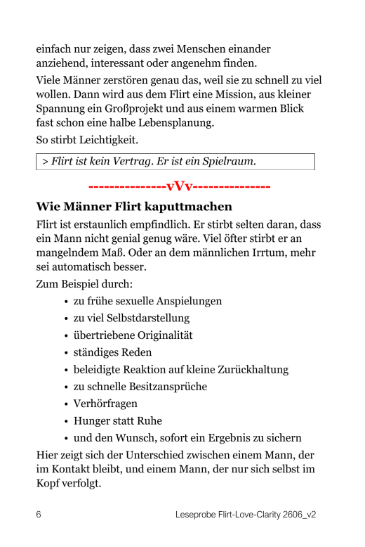 Buch von Franz Rudolf Czaak: Flirt-Love-Clarity. Lesprobe Seite 6