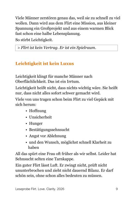 Buch von Rudolf Franz Czaak: Flirt-Love-Clarity. Lesprobe Seite 9