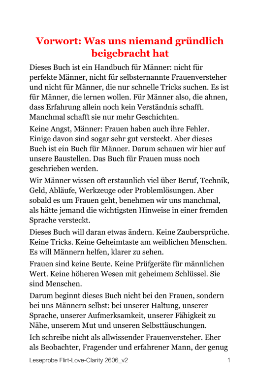 Buch von Franz Rudolf Czaak: Flirt-Love-Clarity. Lesprobe Seite 1