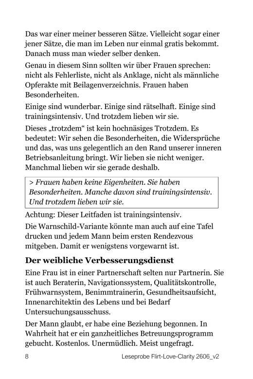 Buch von Franz Rudolf Czaak: Flirt-Love-Clarity. Lesprobe Seite 8